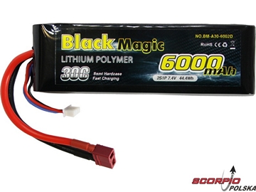 LiPol Car Black Magic 7.4V 6000mAh 30C Deans / BMA30-6000-2D