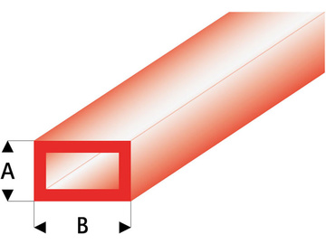 Raboesch profil ASA rurka prostokątna transparentna czerwona 2x4x330mm (5) / KR-rb442-53-3