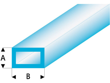 Raboesch profil ASA rurka prostokątna transparentna niebieska 2x4x330mm (5) / KR-rb445-53-3